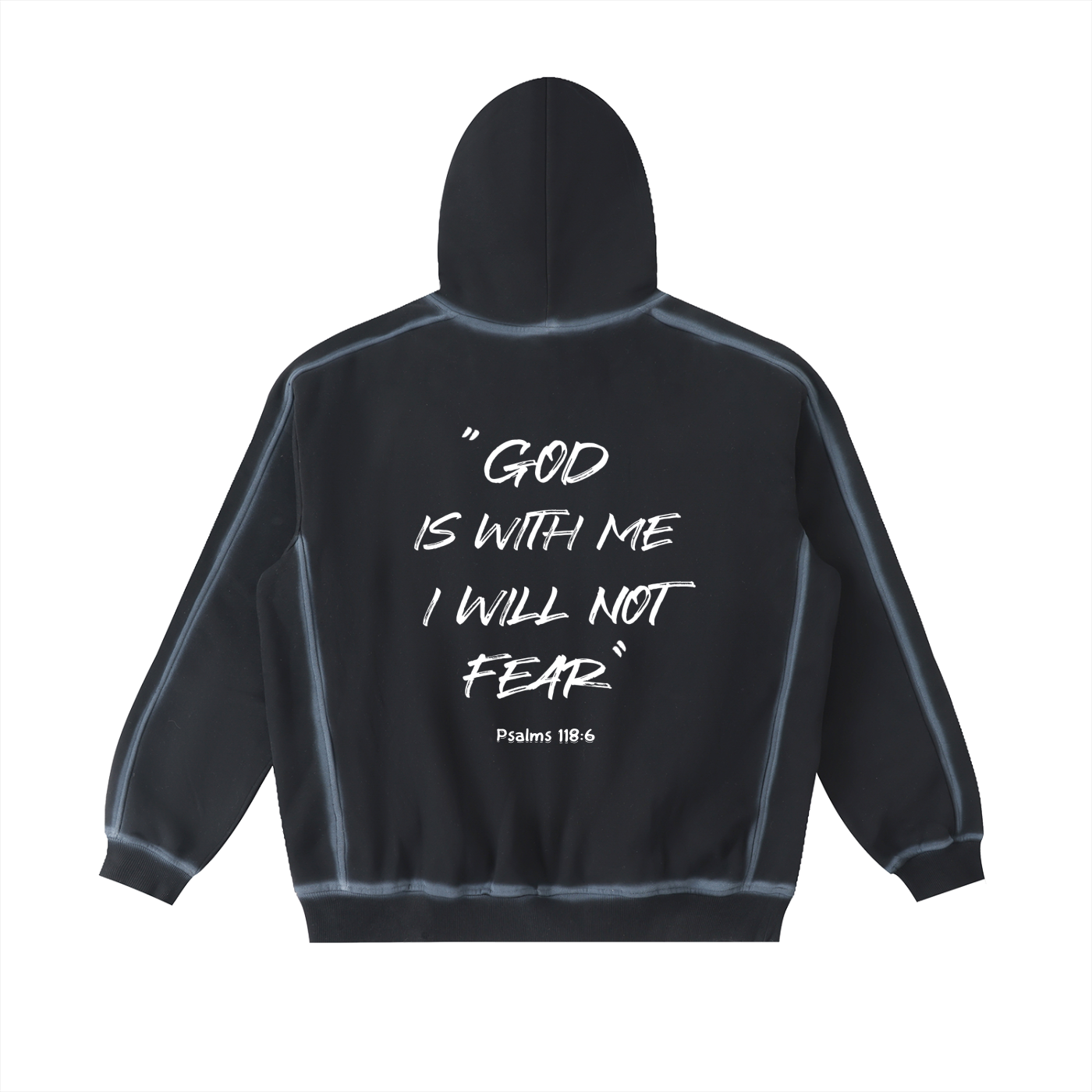 Black Sunfaded Psalms 118:6 Hoodie(Set)